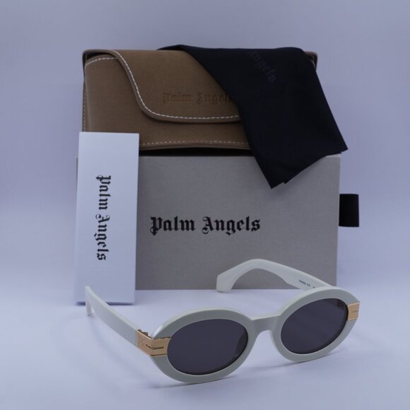 Palm Angels PERI094 HARMONY 0107 Oval Sunglasses - White/Grey main image 4